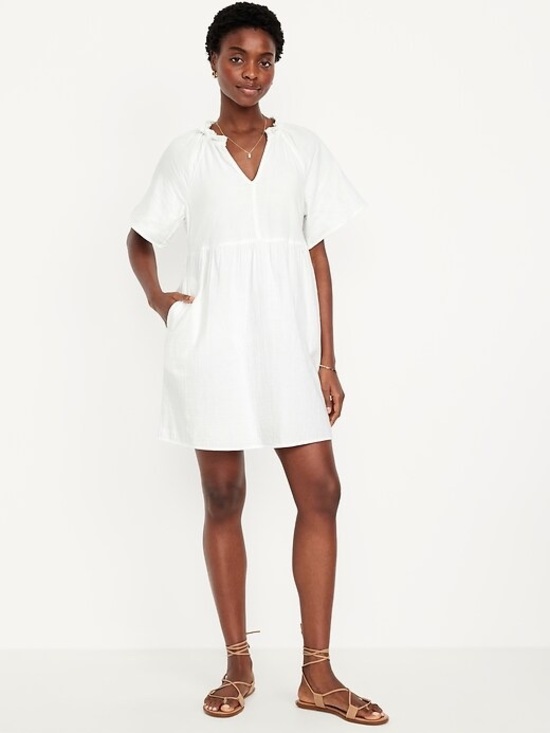 Old Navy Dresses & Skirts - Old Navy White Short-Sleeve V-Neck Dress